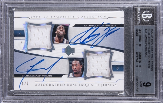 2004-05 UD "Exquisite Collection" Dual Jerseys Autographs #JA Jamison/Arenas Dual Signed Game Used Patch Card (#1/2) - BGS MINT 9/BGS 9